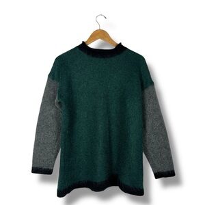 VTG ESPIRIT Mohair Roll Neck Sweater Green/Gray 80s-90s Medium